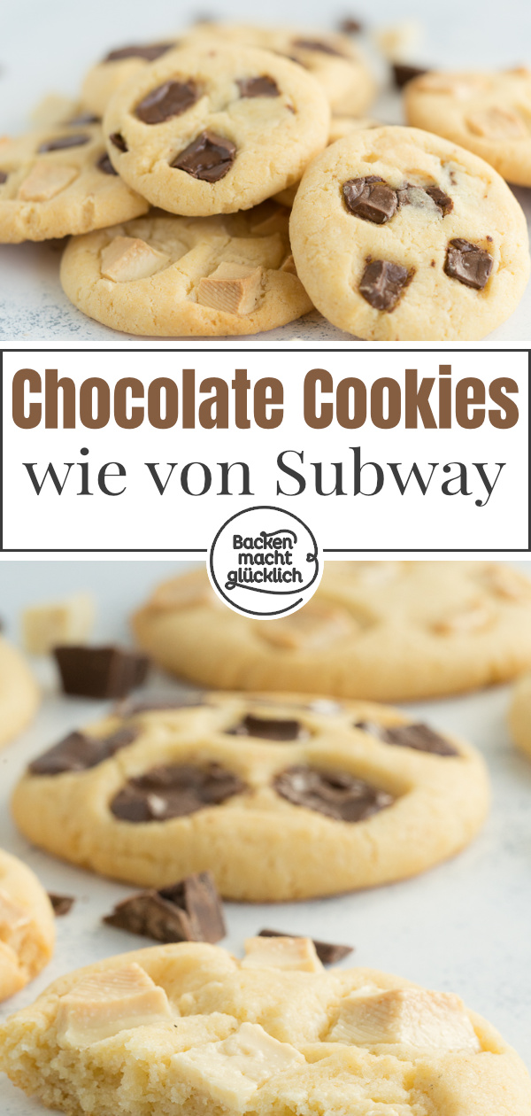 Diese amerikanischen Chocolate Chips Cookies sind einfach genial: chewy und besser als bei Subway und Co ☆ Gleich nachbacken!