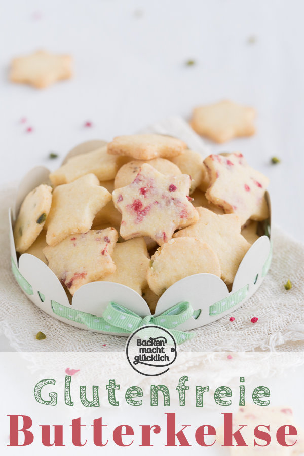 Tolles Grundrezept für einfache glutenfreie Butterplätzchen zum Ausstechen - schmeckt auch ohne Zucker toll.