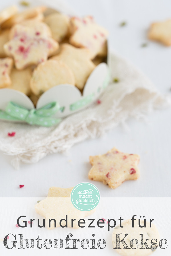 Tolles Grundrezept für einfache glutenfreie Butterplätzchen zum Ausstechen - schmeckt auch ohne Zucker toll.