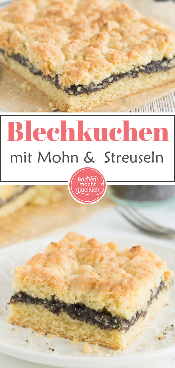 Der perfekte Mohnkuchen vom Blech: Schnell gemacht, saftig, köstlich - und mit richtig vielen Streuseln in top!