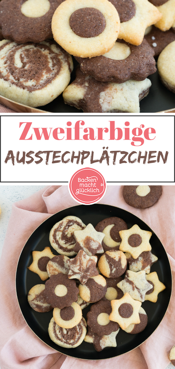 Einfaches Rezept für herrlich mürbe Schwarz-Weiß-Plätchen. Mit Muster-Anleitung für die beliebtesten Varianten.