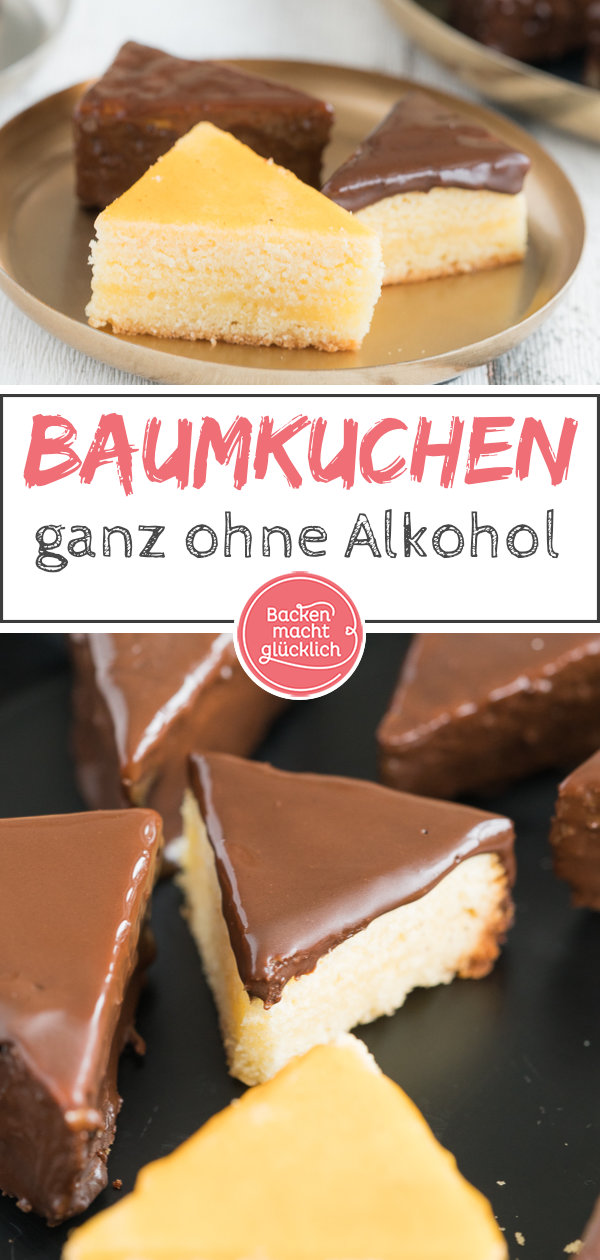 Baumkuchen ist ein köstlicher, wenn auch etwas aufwändiger Klassiker. Diese feinen Baumkuchenspitzen ohne Alkohol und Marzipan zergehen auf der Zunge - und die selbstgemachten Baumkuchenspitzen sehen noch dazu hübsch aus.