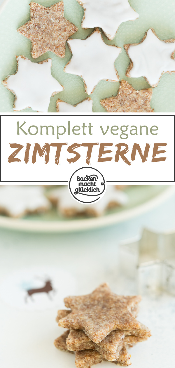 Köstliche, super saftige vegane Zimtsterne ohne Ei und Ei-Ersatz. Sind sogar ohne Zucker möglich!