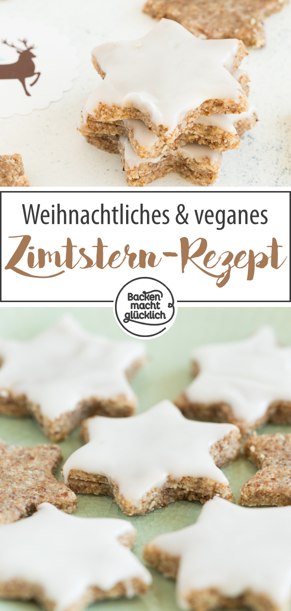 Köstliche, super saftige vegane Zimtsterne ohne Ei und Ei-Ersatz. Sind sogar ohne Zucker möglich!