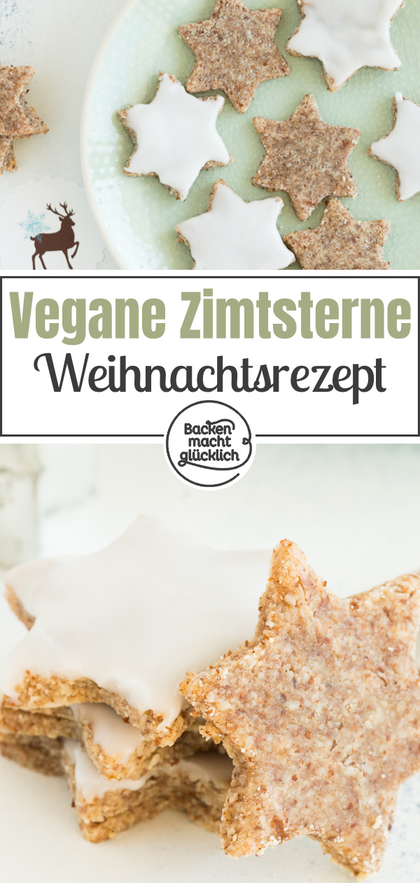 Köstliche, super saftige vegane Zimtsterne ohne Ei und Ei-Ersatz. Sind sogar ohne Zucker möglich!