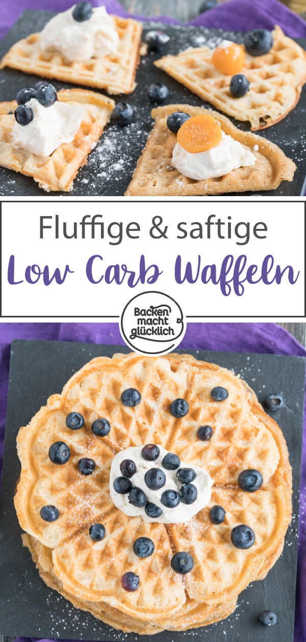 Diese fluffigen Low Carb Waffeln ohne Mehl, Butter, Zucker und Proteinpulver sind perfekt für alle, die kohlenhydatarm schlemmen wollen. Schnell & einfach!