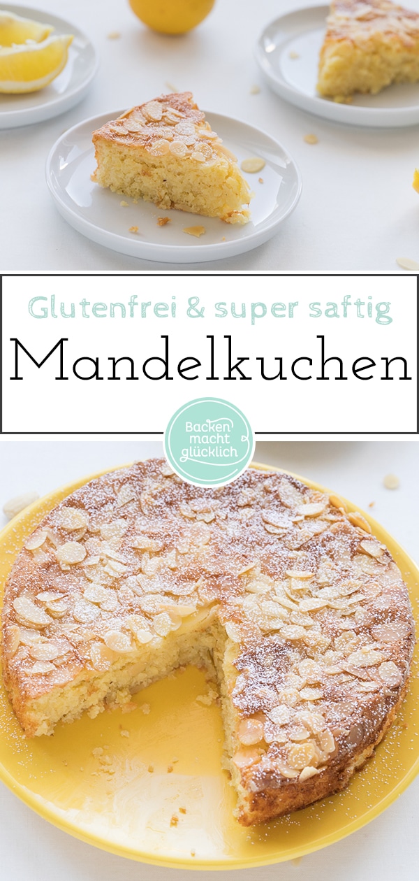 Für diesen Zitronen-Mandel-Kuchen ohne Mehl reicht die Beschreibung "saftig" eigentlich überhaupt nicht aus. Der glutenfreie Kuchen mit gemahlenen Mandeln ist wirklich extrem saftig und im Inneren ist der Mandelkuchen noch leicht feucht. Genau so, wie ich Rührkuchen liebe!