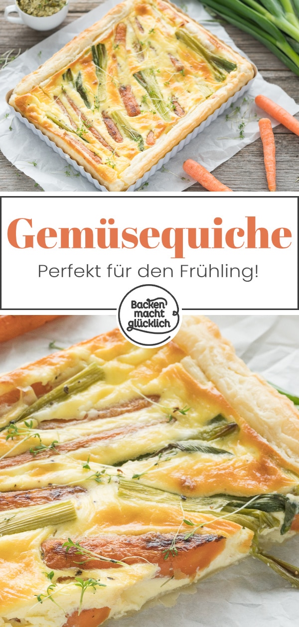 Lust auf eine köstliche vegetarische Gemüse-Quiche mit Blätterteig und Karotten? Die perfekte pikante Frühlingstarte!