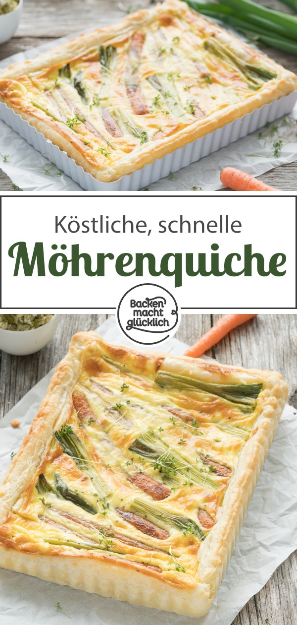 Lust auf eine köstliche vegetarische Gemüse-Quiche mit Blätterteig und Karotten? Die perfekte pikante Frühlingstarte!