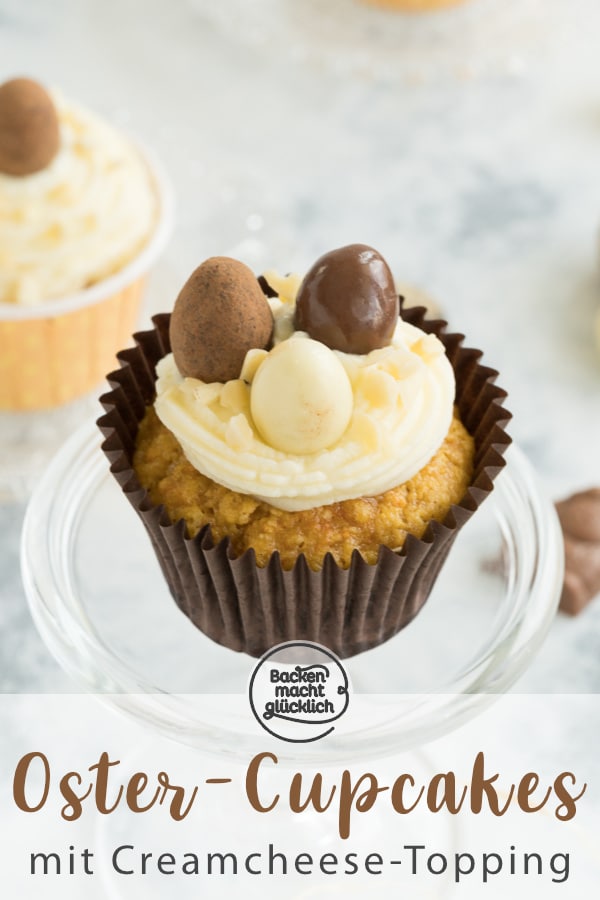 Diese Rübli-Cupcakes mit Frischkäsefrosting sind die perfekten Ostermuffins: super saftig, putzig, köstlich!