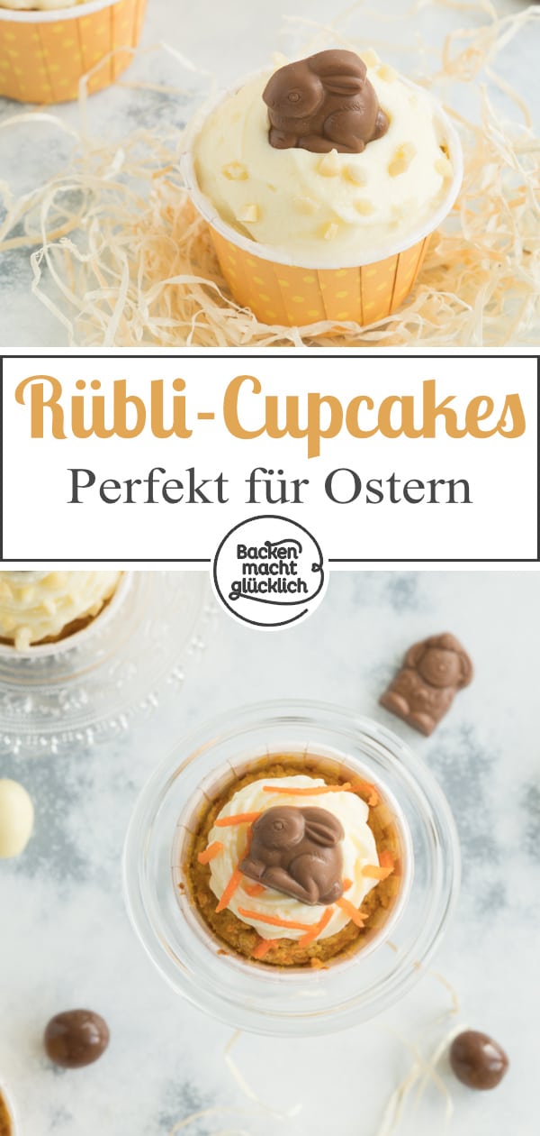 Diese Rübli-Cupcakes mit Frischkäsefrosting sind die perfekten Ostermuffins: super saftig, putzig, köstlich!