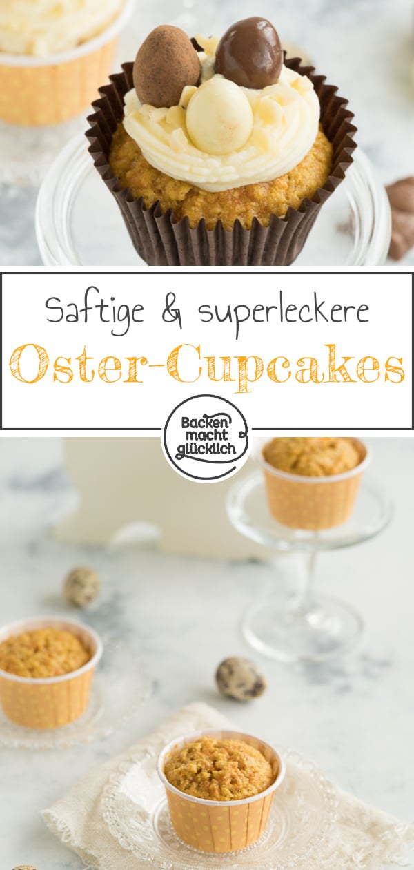 Diese Rübli-Cupcakes mit Frischkäsefrosting sind die perfekten Ostermuffins: super saftig, putzig, köstlich!