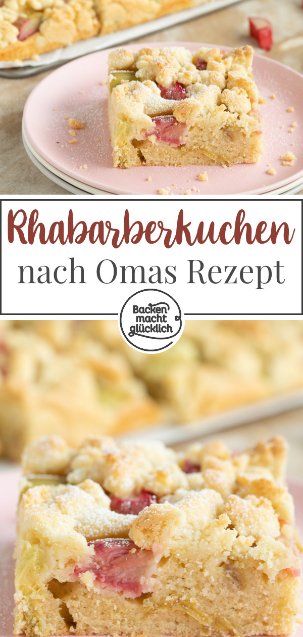 Saftiger Rhabarberkuchen mit Streuseln vom Blech: Omas Kreation ist so lecker ► Am besten gleich nachbacken & genießen!