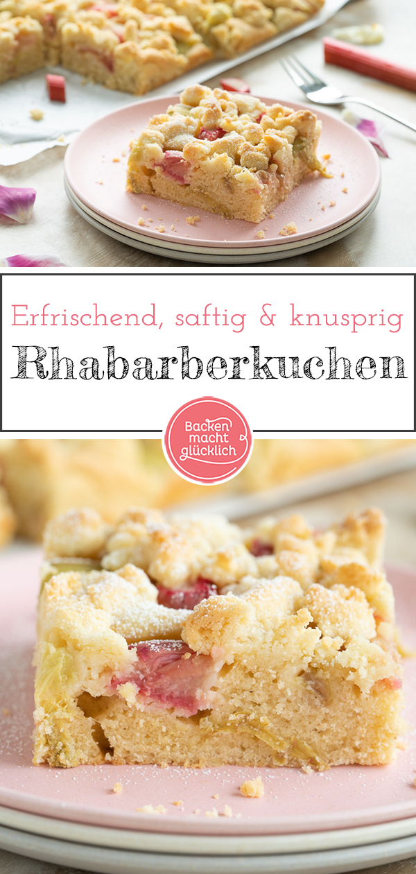 Saftiger Rhabarberkuchen mit Streuseln vom Blech: Omas Kreation ist so lecker ► Am besten gleich nachbacken & genießen!