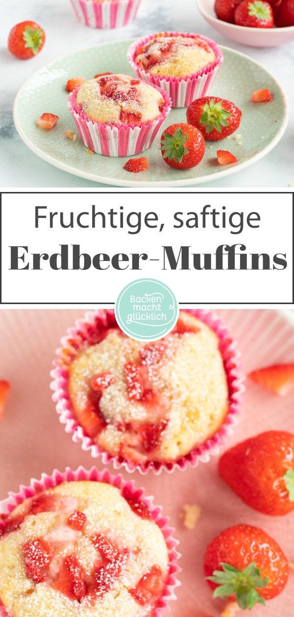 Köstliche, einfache Erdbeermuffins mit weißer Schokolade und Buttermilch. Super saftig und blitzschnell gemacht!