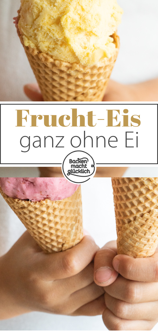 Fruchteis selbermachen ist nicht schwer. Egal ob mit Beeren oder Banane: Mit diesem Grundrezept ohne Ei klappt´s!