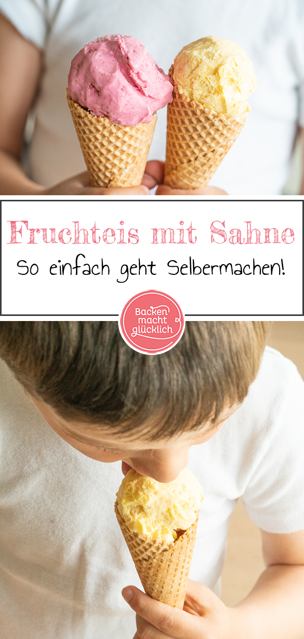 Fruchteis selbermachen ist nicht schwer. Egal ob mit Beeren oder Banane: Mit diesem Grundrezept ohne Ei klappt´s!