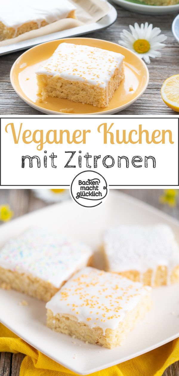 Saftiger veganer Zitronenkuchen ohne Eier, Butter und Milch. Schnell und einfach gemacht und so lecker ► Gleich testen!