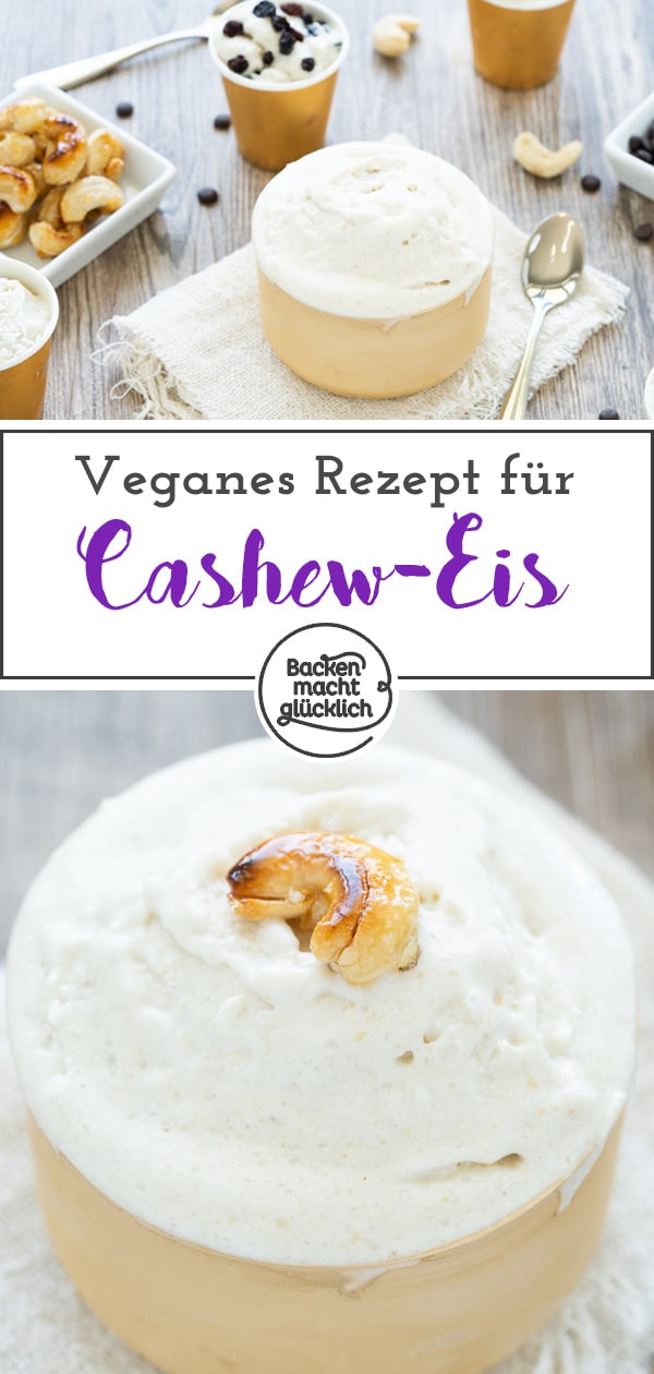 Einfaches veganes Vanille-Eis ohne Milch, Zucker, Ei, Sahne. Das Casheweis ist köstlich - und funktioniert sowohl mit als auch ohne Eismaschine.