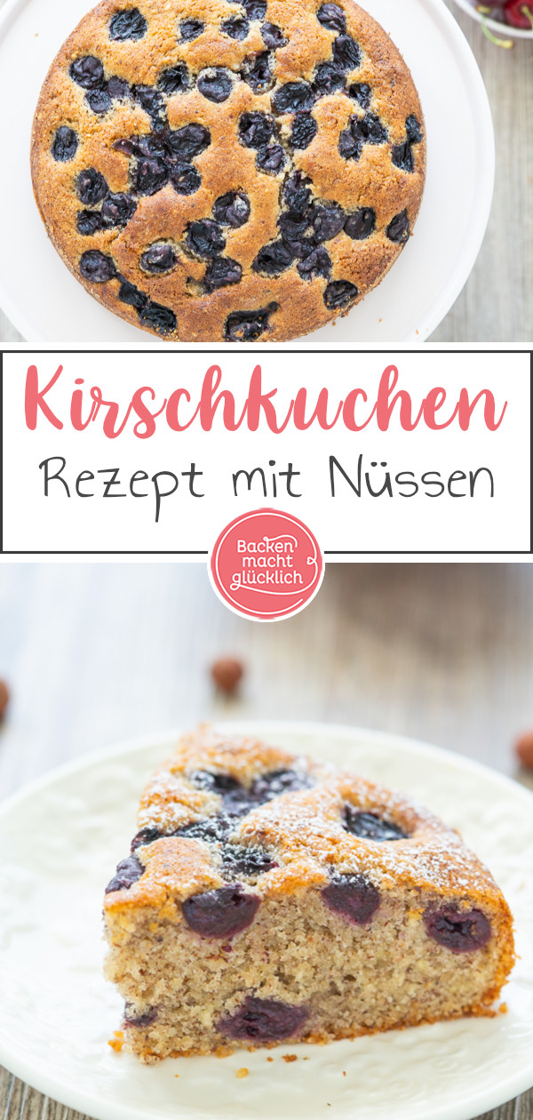 Dieser leckere Kirsch-Nuss-Kuchen kommt immer gut an! Das einfach Rezept klappt mit frischen & eingemachten Kirschen.