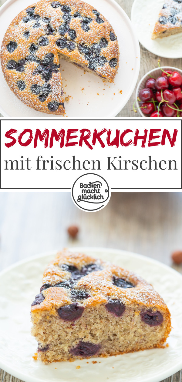 Dieser leckere Kirsch-Nuss-Kuchen kommt immer gut an! Das einfach Rezept klappt mit frischen & eingemachten Kirschen.