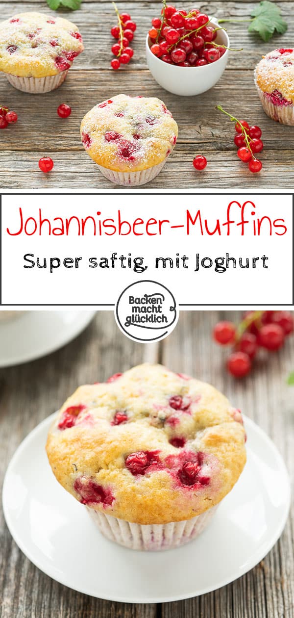Diese Johannisbeer-Muffins sind ein süß-säuerlicher Genuss. Die schnellen, einfachen Johannisbeermuffins mit Joghurt werden herrlich saftig und flaumig. Perfekte Sommer-Muffins!
