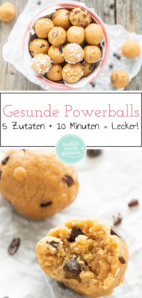 Tolle Powerbällchen: Diese Erdnussbutter Protein Balls schmecken wie Cookie-Teig, geben aber gesunde Energie. Die gesunden Protein Kugeln sind auch vegan sowie glutenfrei möglich.