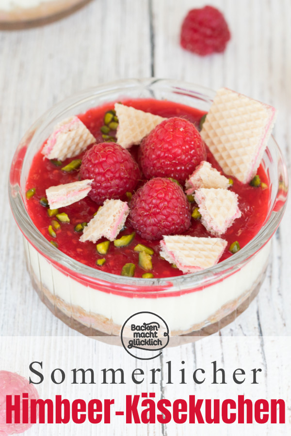 Diese Cheesecakes im Glas mit Himbeeren sind das perfekte Sommer-Dessert mit knusprigem Boden und softer Creme.