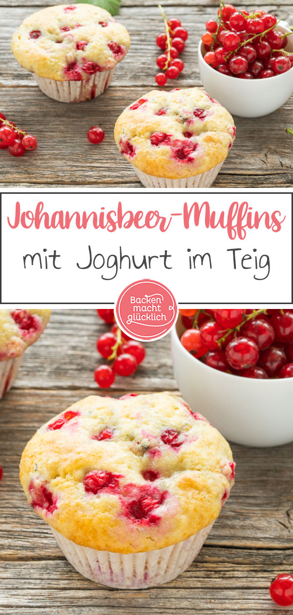 Diese Johannisbeer-Muffins sind ein süß-säuerlicher Genuss. Die schnellen, einfachen Johannisbeermuffins mit Joghurt werden herrlich saftig und flaumig. Perfekte Sommer-Muffins!