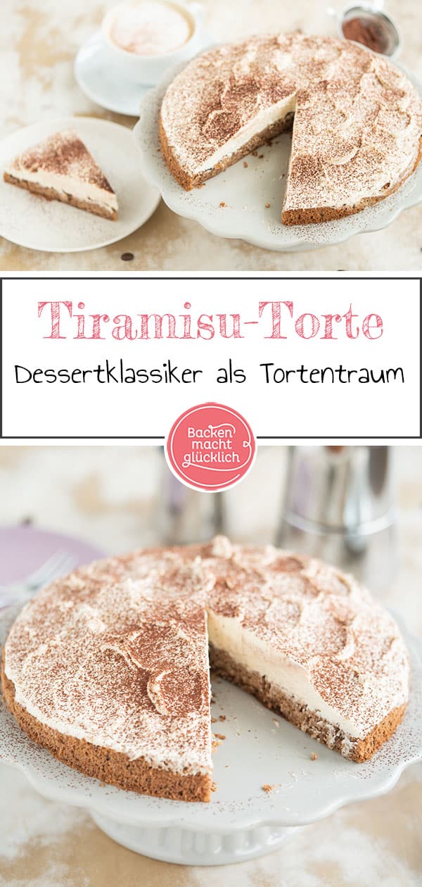 Tolles Rezept für eine umwerfend leckere Tiramisu-Torte. Die Tiramisutorte mit Biskuit und Mascarpone wird ohne Alkohol und Koffein gemacht. Die Torte ist eine tolle Variante des italienischen Dessert-Klassikers.