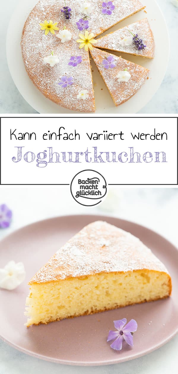 Dieser Joghurtkuchen mit Öl ist so richtig unkompliziert. Und vielfältig! Je nach Verfeinerungszutaten und Topping schmeckt der schnelle Tassenkuchen mit Naturjoghurt mal fruchtig-leicht, mal üppig, aber immer schön flaumig. Wie es sich für einen typischen Becherkuchen gehört, benötigt ihr für das einfache Rezept nicht einmal eine Küchenwaage.