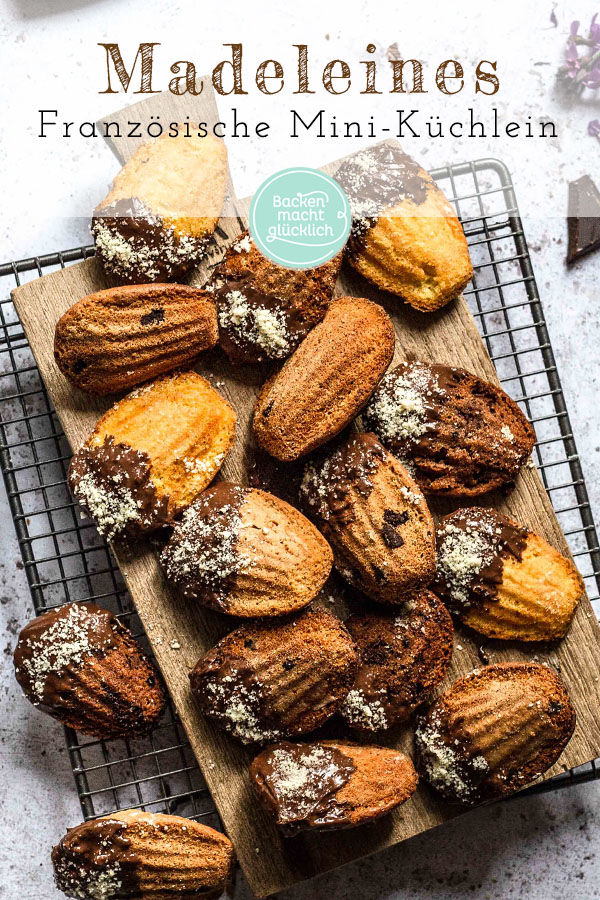 Tolles Rezept für köstliche Madeleines mit Schokolade. Das klassische Französische Sandgebäck wird in den entzückenden Muschelformen gebacken. Der Rührteig der Madeleines wird herrlich fluffig und zergeht auf der Zunge