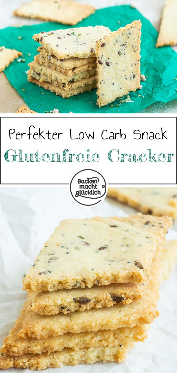 Einfache Low Carb Cracker aus nur 3 Zutaten! Diese blitzschnellen Cracker ohne Mehl, Hefe, Zucker und Co sind der perfekte Low Carb Snack