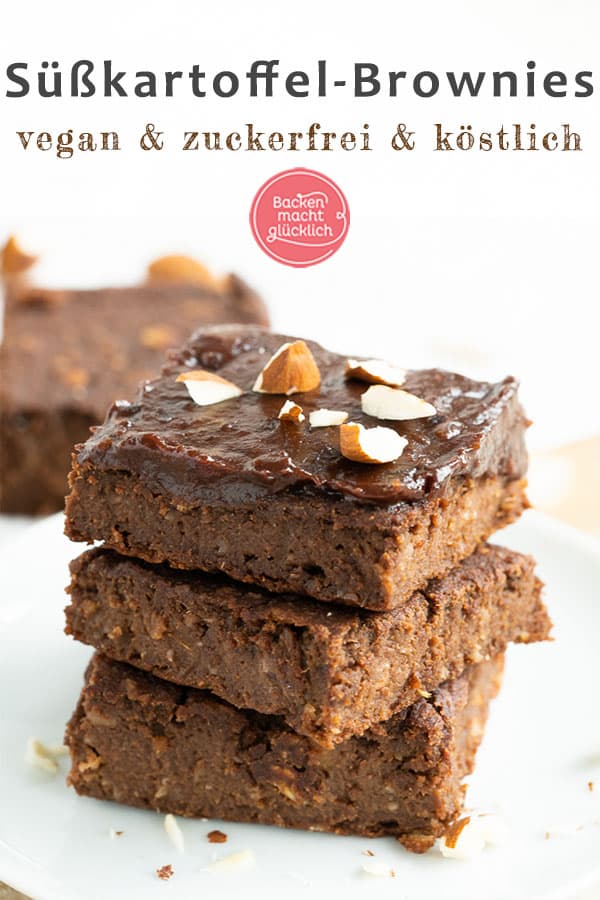 Süßkartoffel-Brownies ohne Zucker-Zusatz, vegan, glutenfrei: Dieses gesunde Brownierezept ist wirklich der Hit! Die Brownies mit Süßkartoffeln werden herrlich saftig und schokoladig.