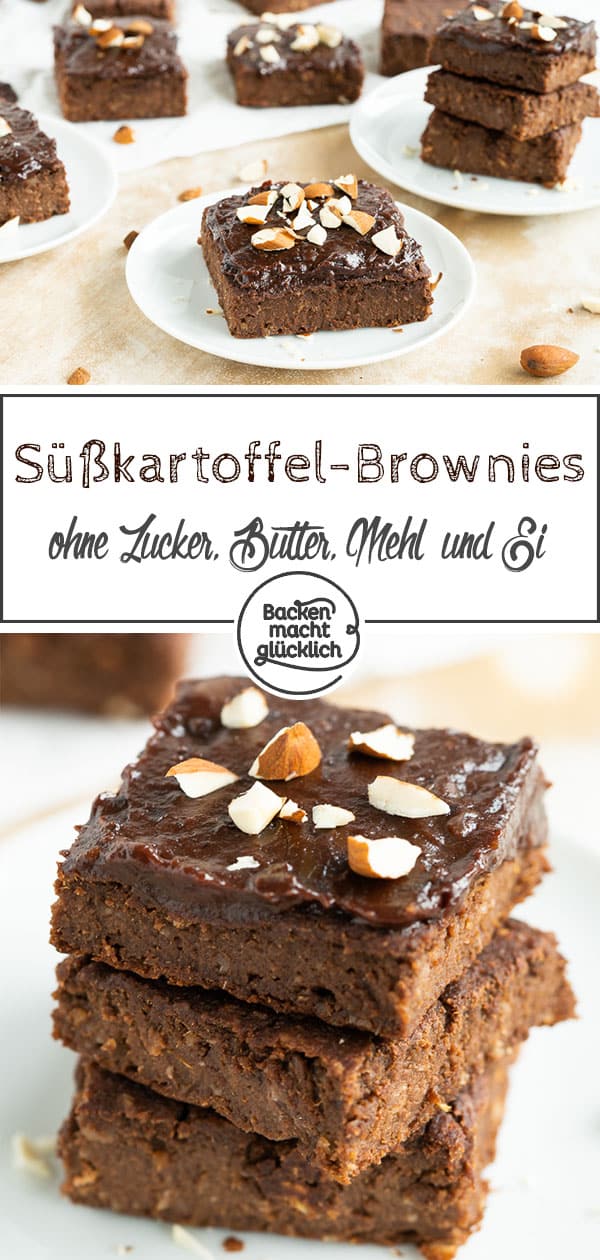 Süßkartoffel-Brownies ohne Zucker-Zusatz, vegan, glutenfrei: Dieses gesunde Brownierezept ist wirklich der Hit! Die Brownies mit Süßkartoffeln werden herrlich saftig und schokoladig.