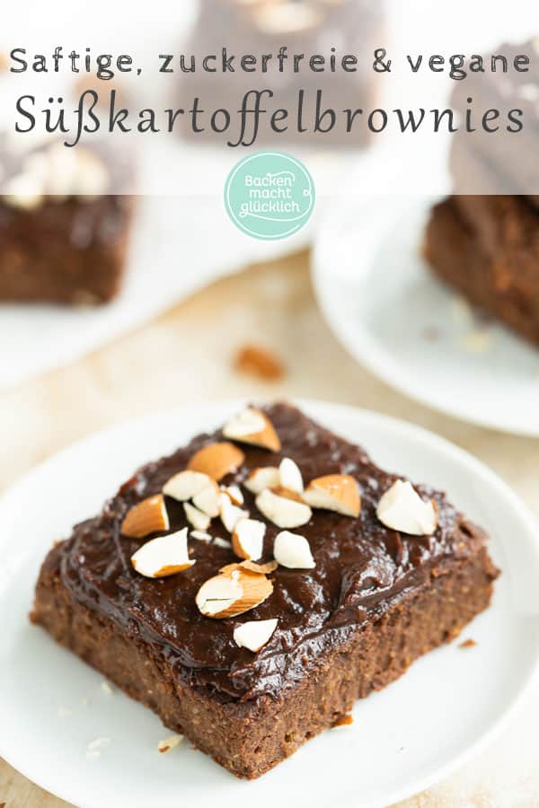 Süßkartoffel-Brownies ohne Zucker-Zusatz, vegan, glutenfrei: Dieses gesunde Brownierezept ist wirklich der Hit! Die Brownies mit Süßkartoffeln werden herrlich saftig und schokoladig.