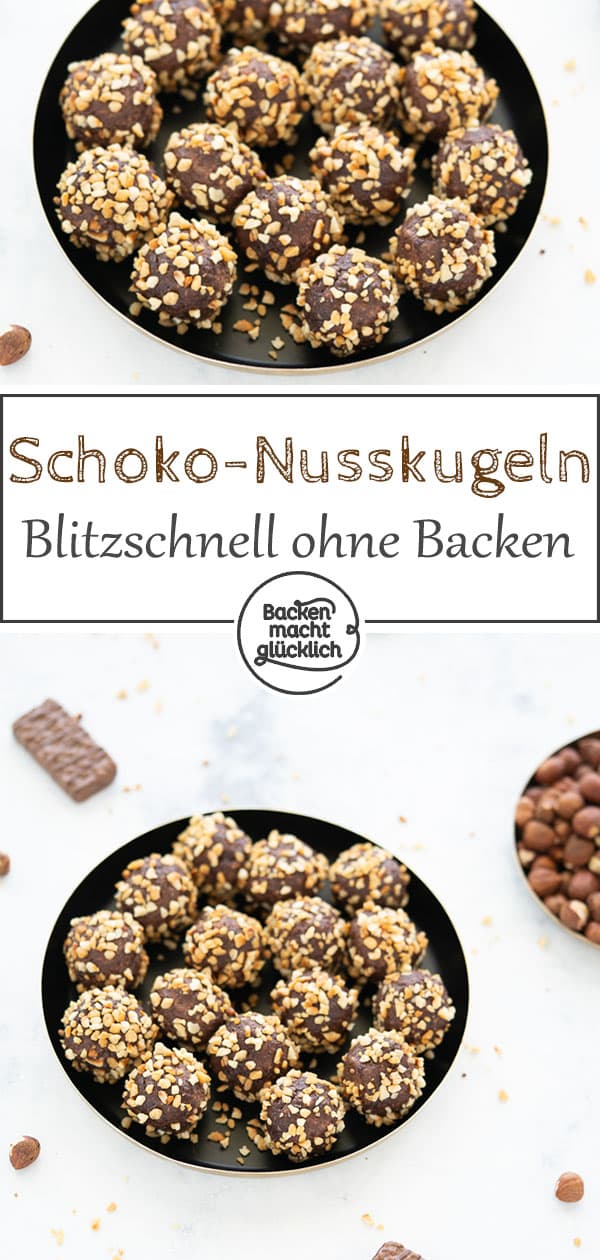 Schoko-Nuss-Konfekt ohne Backen: Die schnellen, einfachen Haselnuss-Schoko-Kugeln werden mit köstlichen Knusperwaffeln gemacht. Damit sind die Nusskugeln nicht nur fix zubereitet, sondern auch noch super lecker!