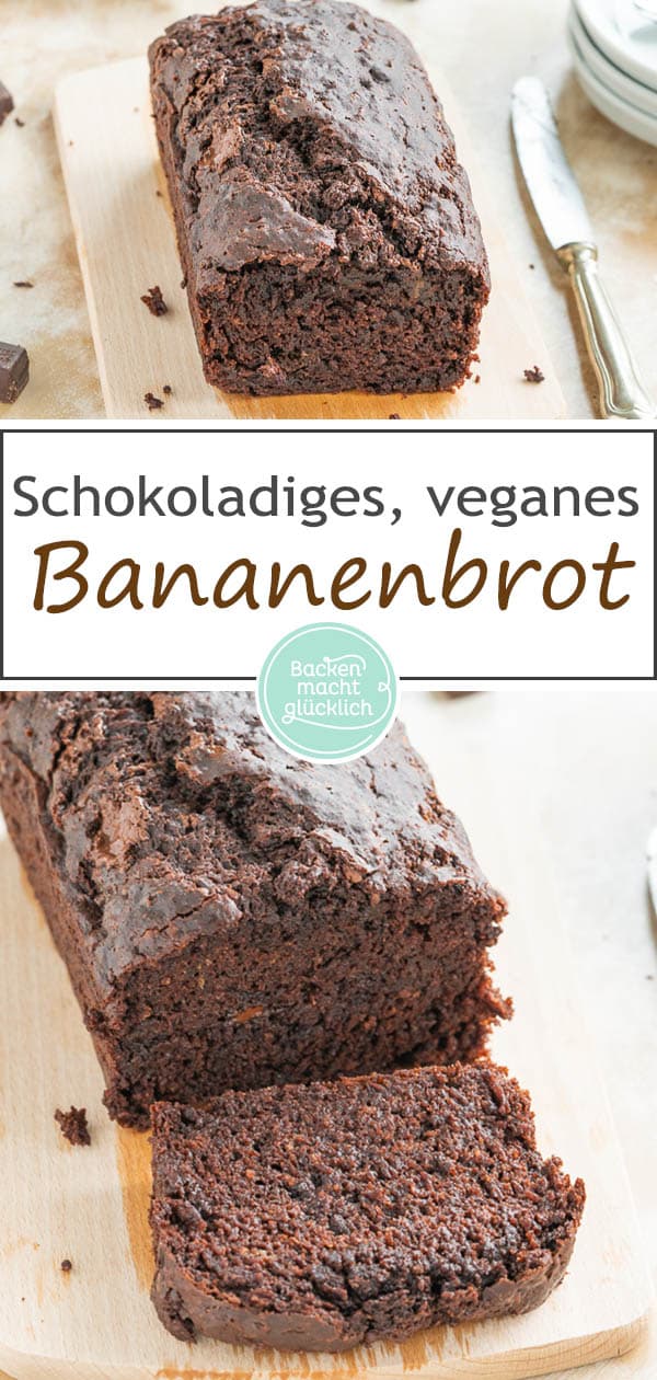 Dieses vegane Schoko-Bananenbrot ist unglaublich schokoladig, feucht, saftig. Obwohl der Schoko-Bananenkuchen ohne Ei, Butter, Milch und Co auskommt, fehlt es einfach an nichts!