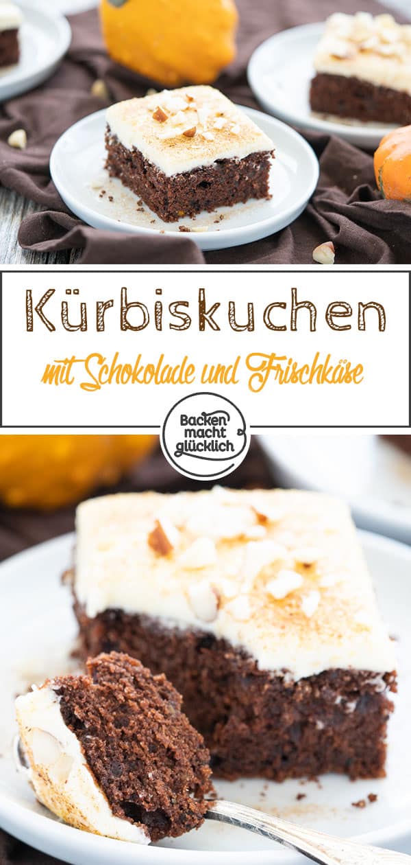 Einfacher Kürbiskuchen mit Schokolade - das perfekte Herbstrezept! Der Hokkaido-Kuchen wird herrlich saftig und aromatisch