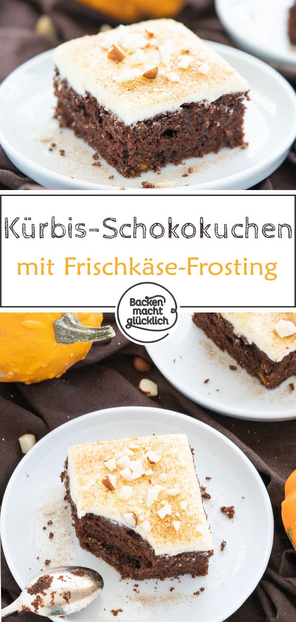 Einfacher Kürbiskuchen mit Schokolade - das perfekte Herbstrezept! Der Hokkaido-Kuchen wird herrlich saftig und aromatisch