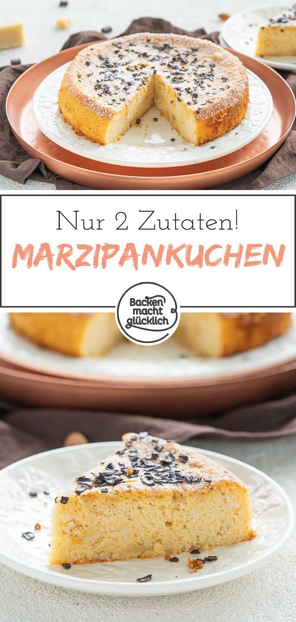 Für diesen super schnellen glutenfreien Kuchen benötigt ihr nur 2 Zutaten. Der schnelle 2-Zutatenkuchen besteht nämlich wirklich nur aus Marzipan und Eiern und wird richtig lecker.