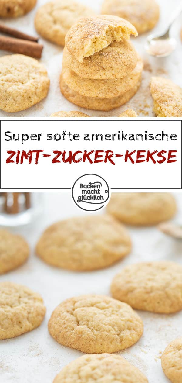 Herrlich softe Zimtzucker-Cookies mit leichter Kruste. Diese amerikanischen Snickerdoodles sind ein ganz besonderer Keksgenuss!