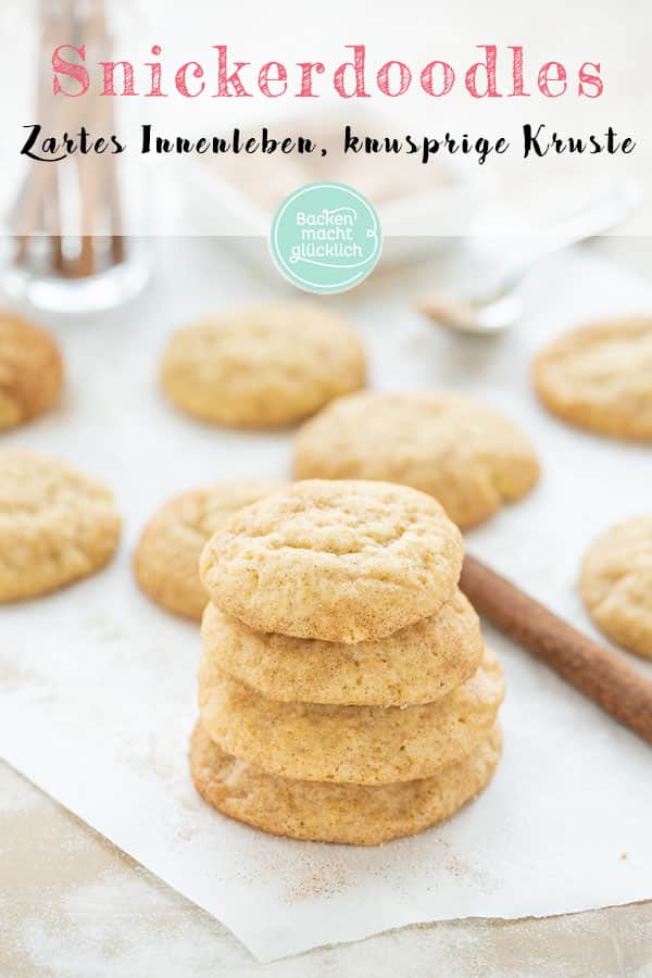 Herrlich softe Zimtzucker-Cookies mit leichter Kruste. Diese amerikanischen Snickerdoodles sind ein ganz besonderer Keksgenuss!