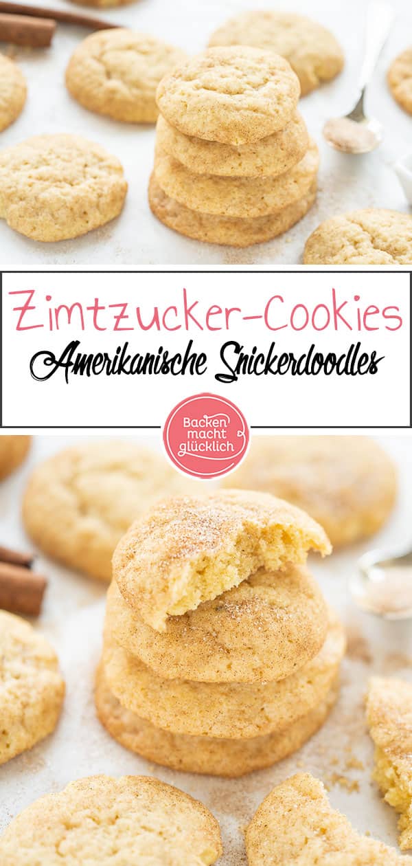 Herrlich softe Zimtzucker-Cookies mit leichter Kruste. Diese amerikanischen Snickerdoodles sind ein ganz besonderer Keksgenuss!