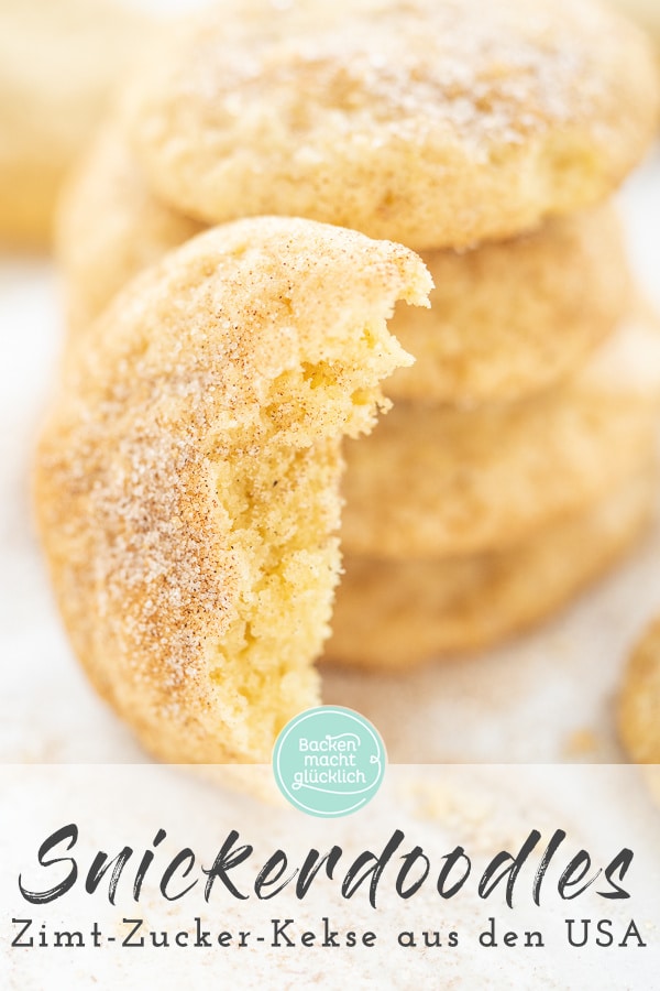 Herrlich softe Zimtzucker-Cookies mit leichter Kruste. Diese amerikanischen Snickerdoodles sind ein ganz besonderer Keksgenuss!