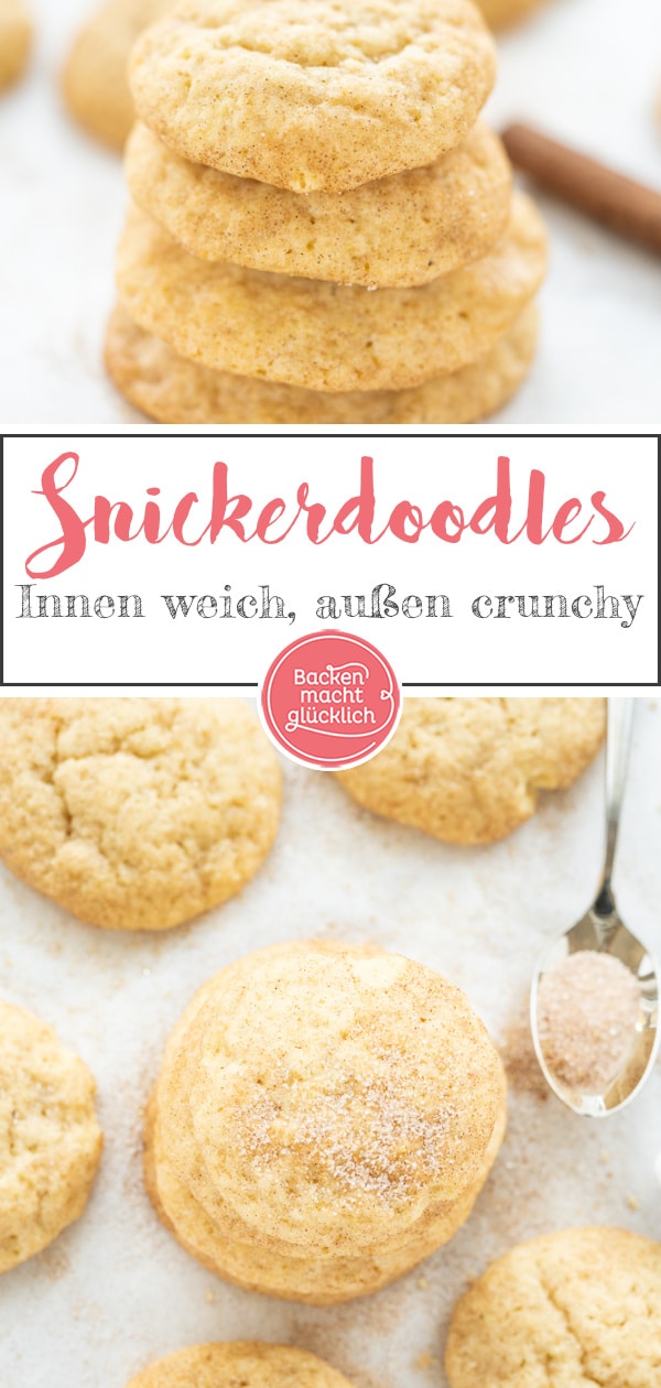 Herrlich softe Zimtzucker-Cookies mit leichter Kruste. Diese amerikanischen Snickerdoodles sind ein ganz besonderer Keksgenuss!