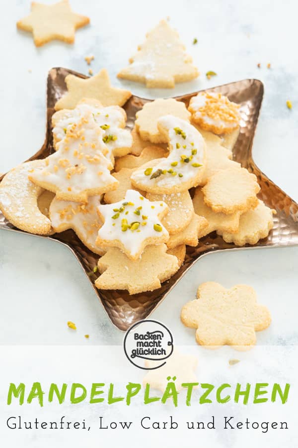 Tolles Rezept für einfache Low Carb Weihnachtsplätzchen zum Ausstechen. Die leckeren Low Carb Mandelplätzchen sind für die glutenfreie, kohlenhydratarme und ketogene Ernährung geeignet.