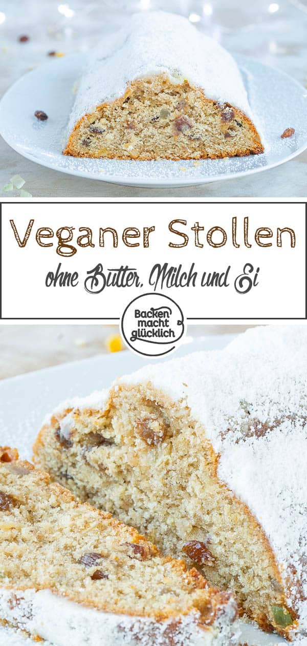 Einfacher veganer Stollen ohne Ei, Butter und Co. Der Weihnachts-Klassiker mal komplett ohne tierische Zutaten. Mit diesem veganen Christstollen-Rezept ist es möglich. Simpel, saftig, lecker!