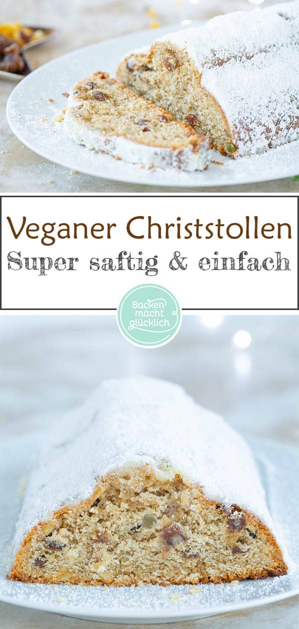 Einfacher veganer Stollen ohne Ei, Butter und Co. Der Weihnachts-Klassiker mal komplett ohne tierische Zutaten. Mit diesem veganen Christstollen-Rezept ist es möglich. Simpel, saftig, lecker!