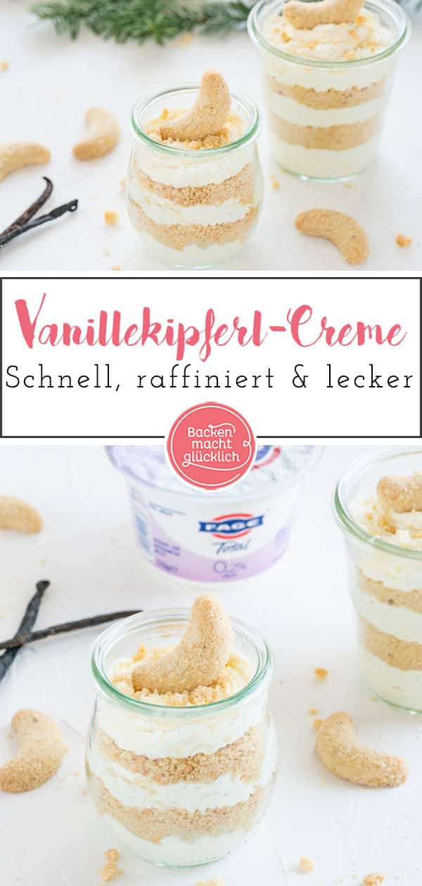 Diese köstliche Vanillekipferl-Mousse ist ein leckeres, extrem einfaches Weihnachtsdessert im Glas!